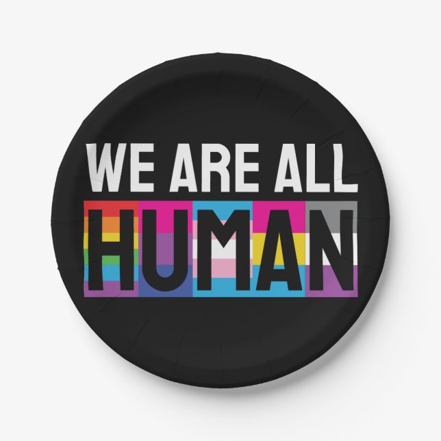 We Are All Human LGBTQIA+ Paper Plate (Front)