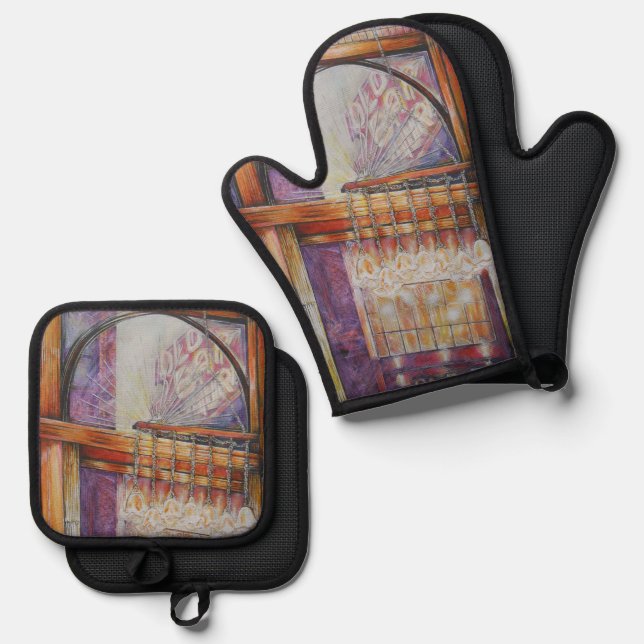 We are All Moths Flying around the Same Light Oven Mitt & Pot Holder Set (Front/Back)