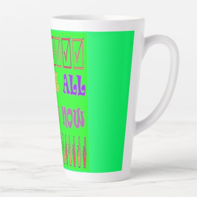 We are all Robots colour green with message words Latte Mug (Right)
