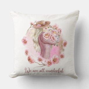 We Are All Wonderful Floral Pillow