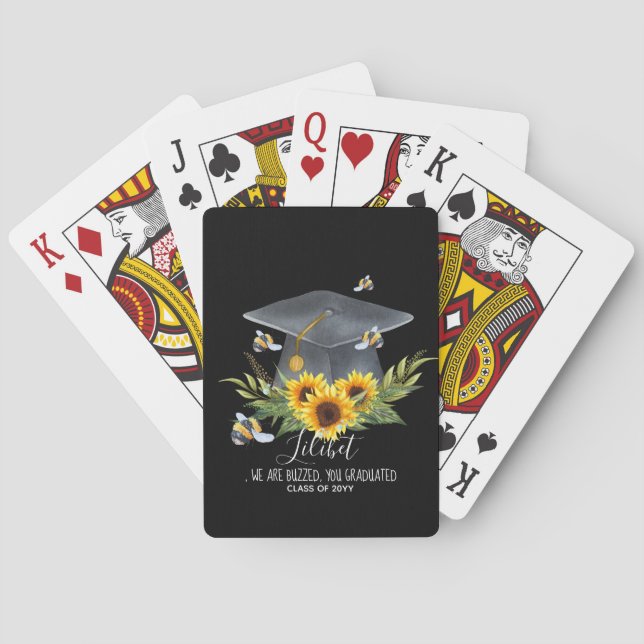 We Are BUZZED! GRADUATION Gift Personalised BEES Playing Cards (Back)