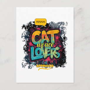 We Are Cat Lovers Neon Graffiti Design Postcard
