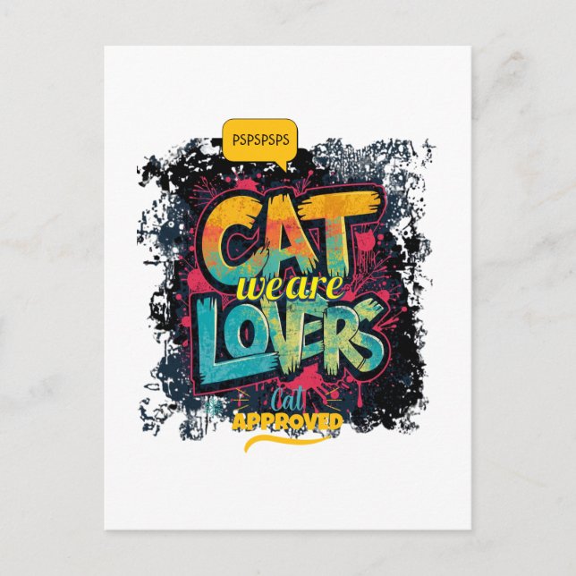 We Are Cat Lovers Neon Graffiti Design Postcard (Front)