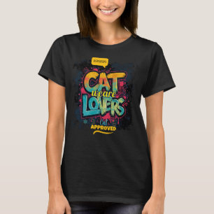 We Are Cat Lovers Neon Graffiti Design T-Shirt
