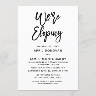 We are Eloping Brush Typography Wedding Invitation