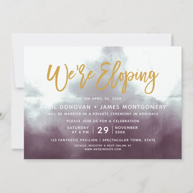 We are Eloping Brush Typography Wedding Invitation (Front)