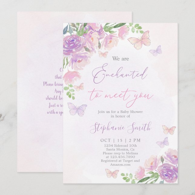 We are Enchanted To Meet You Baby Shower Girl Invitation (Front/Back)