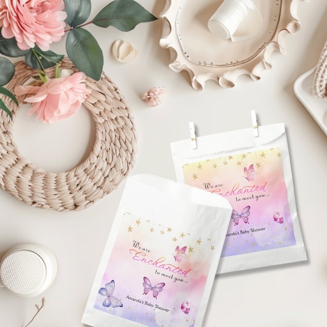 We Are Enchanted To Meet You Butterfly Baby Shower Favour Bags (Creator Uploaded)