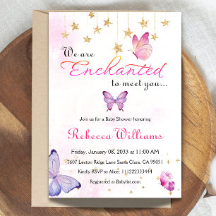 We Are Enchanted To Meet You Butterfly Baby Shower Invitation