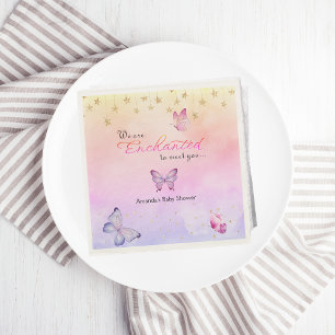We Are Enchanted To Meet You Butterfly Baby Shower Napkin
