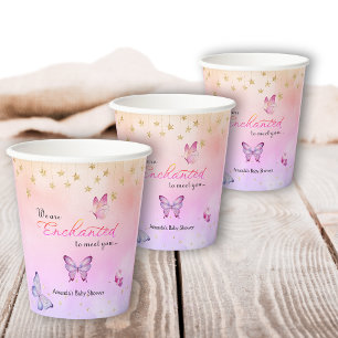We Are Enchanted To Meet You Butterfly Baby Shower Paper Cups