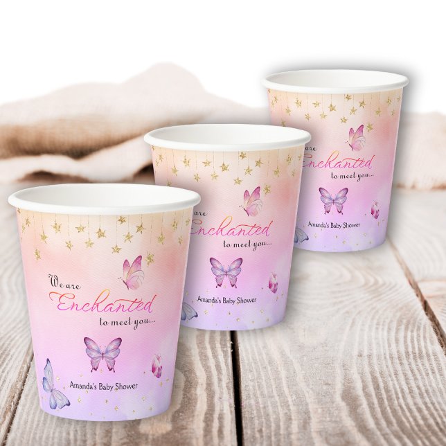 We Are Enchanted To Meet You Butterfly Baby Shower Paper Cups (Creator Uploaded)