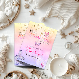 We Are Enchanted To Meet You Butterfly Baby Shower Thank You Card