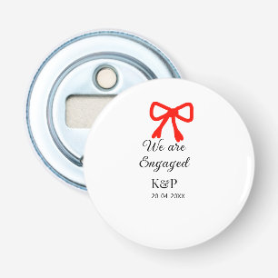 We are engaged add name letter red bow modern text bottle opener