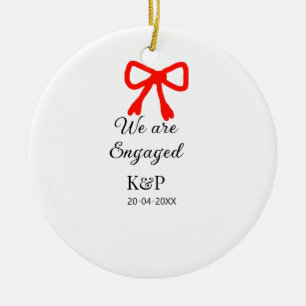 We are engaged add name letter red bow modern text ceramic tree decoration