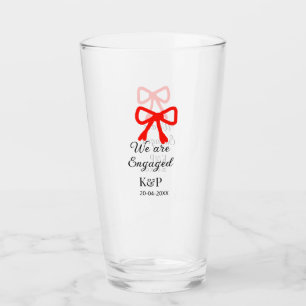 We are engaged add name letter red bow modern text glass