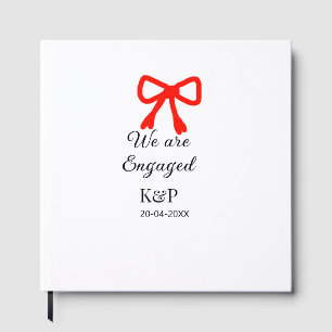We are engaged add name letter red bow modern text guest book
