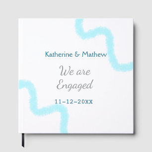 We are engaged blue grey watercolor spiral stylish guest book
