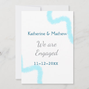 We are engaged blue grey watercolor spiral stylish invitation