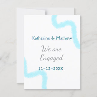 We are engaged blue grey watercolor spiral stylish postcard