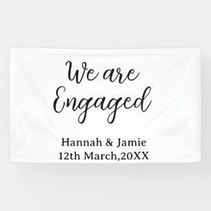 We are Engaged couple name date calligraphystylish Banner