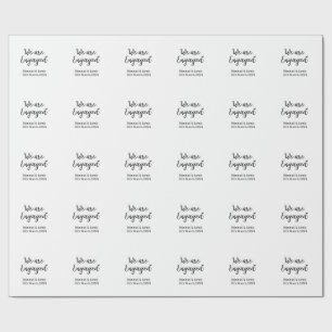 We are Engaged couple name date calligraphystylish Wrapping Paper