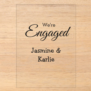 We are engaged couple name romantic stylish simple acrylic invitations