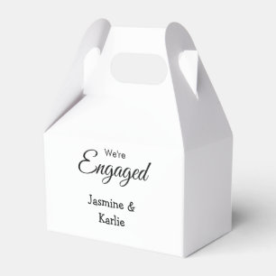 We are engaged couple name romantic stylish simple favour box