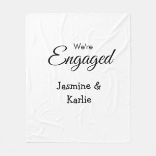 We are engaged couple name romantic stylish simple fleece blanket