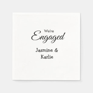 We are engaged couple name romantic stylish simple napkin
