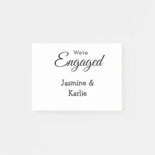 We are engaged couple name romantic stylish simple post-it notes