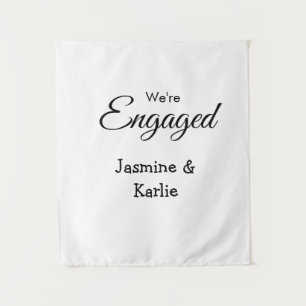 We are engaged couple name romantic stylish simple tapestry