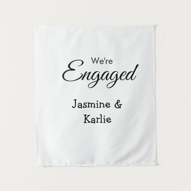 We are engaged couple name romantic stylish simple tapestry (Front)