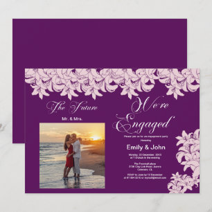 we are engaged elegant floral invitation