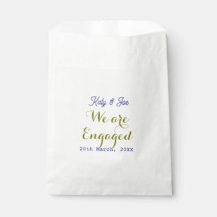 We are Engaged purple gold name date elegant simpl Favour Bags