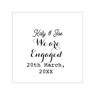 We are Engaged purple gold name date elegant simpl Self-inking Stamp
