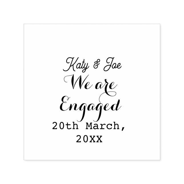 We are Engaged purple gold name date elegant simpl Self-inking Stamp (Design)