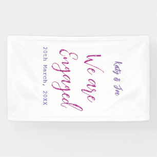 We are Engaged purple pink name date elegant simpl Banner