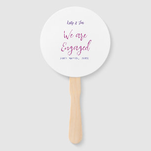 We are Engaged purple pink name date elegant simpl Hand Fan