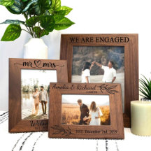 We Are Engaged Rustic Photo frame with Names