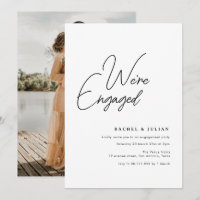 we are engaged simple photo engagement invitation
