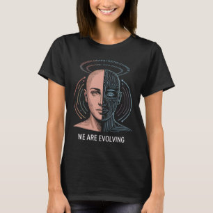 “We Are Evolving” AI Human Fusion Minimalist T-Shi T-Shirt