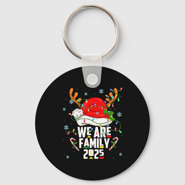 We Are Family 2025 Black Christmas Tree Santa Pjs  Key Ring (Front)