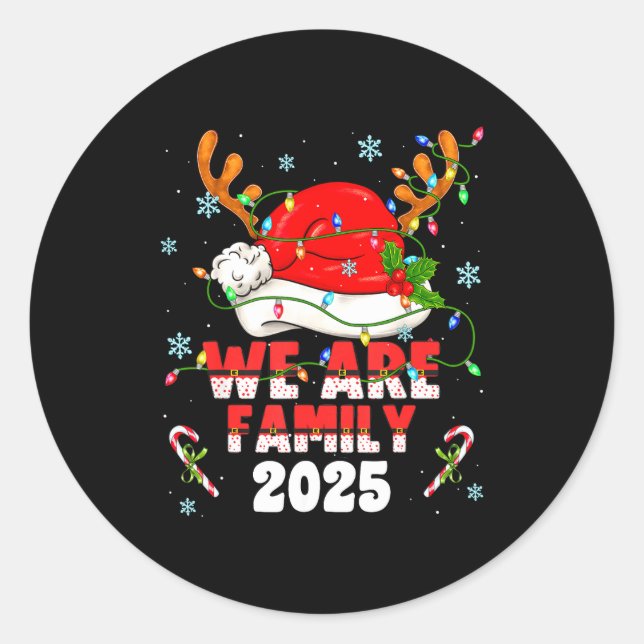 We Are Family 2025 Christmas Tree Santa Pjs Group  Classic Round Sticker (Front)