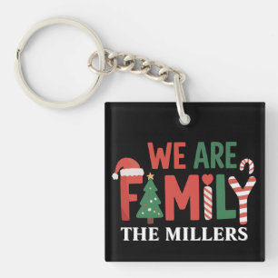 We Are Family Personalised Christmas Family Couple Key Ring