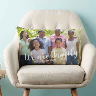 We are Family Photo Name Date Lumbar Cushion