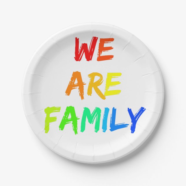 We Are Family Rainbow Sunshine Adoption Design Paper Plate (Front)