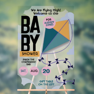 We Are Flying High Cute Kite Baby Shower Acrylic Sign