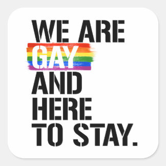 We are gay and here to stay square sticker