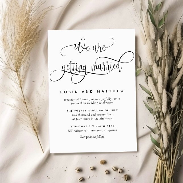We Are Getting Married Modern Calligraphy Wedding Invitation (Creator Uploaded)